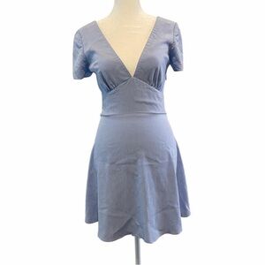 Elegant Blue V-Neck Dress
